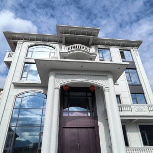 许昌白麻别墅外墙干挂石材效果示例