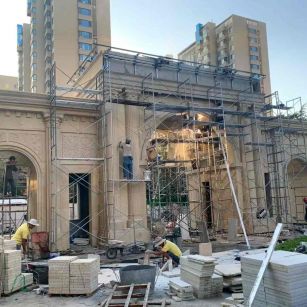 许昌 黄金麻荔枝面花岗岩小区门楼外墙干挂