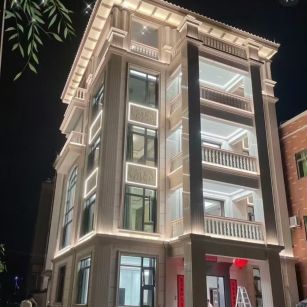 许昌 芝麻白花岗岩别墅外墙夜间效果