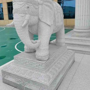 许昌 白麻花岗岩动物异形石雕-大象