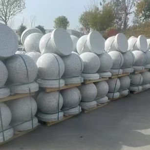 许昌 白麻花岗岩石材圆球，石球，挡车球，隔离球，景观石球，风水球等