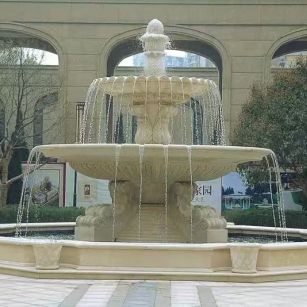 许昌 黄金麻花岗岩异型加工——户外庭院石雕流水喷泉