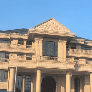 许昌黄金麻别墅外墙干挂石材效果示例