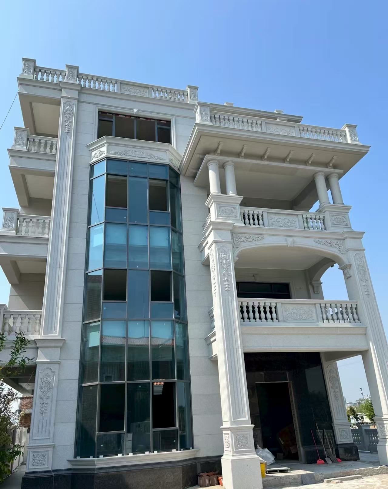 许昌 白麻花岗岩别墅外墙干挂效果展示