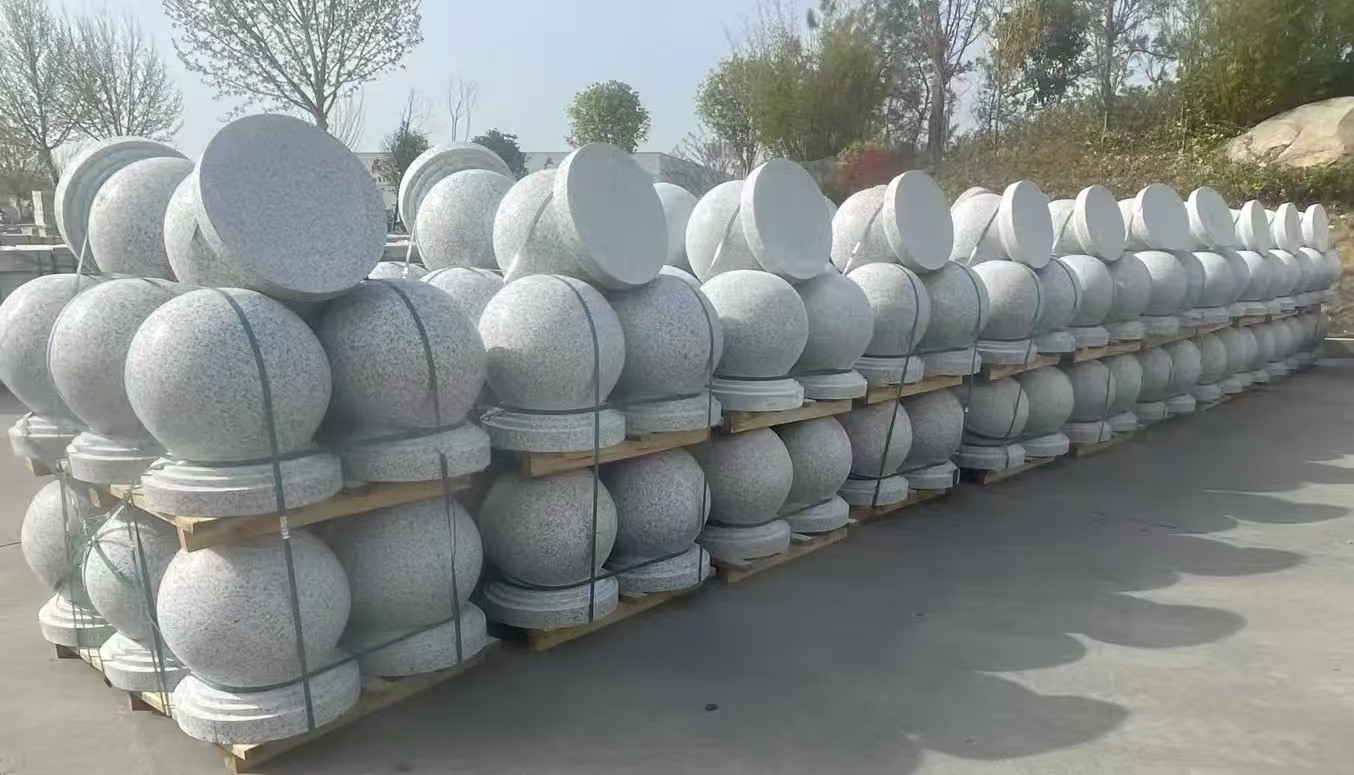 许昌 白麻花岗岩石材圆球，石球，挡车球，隔离球，景观石球，风水球等