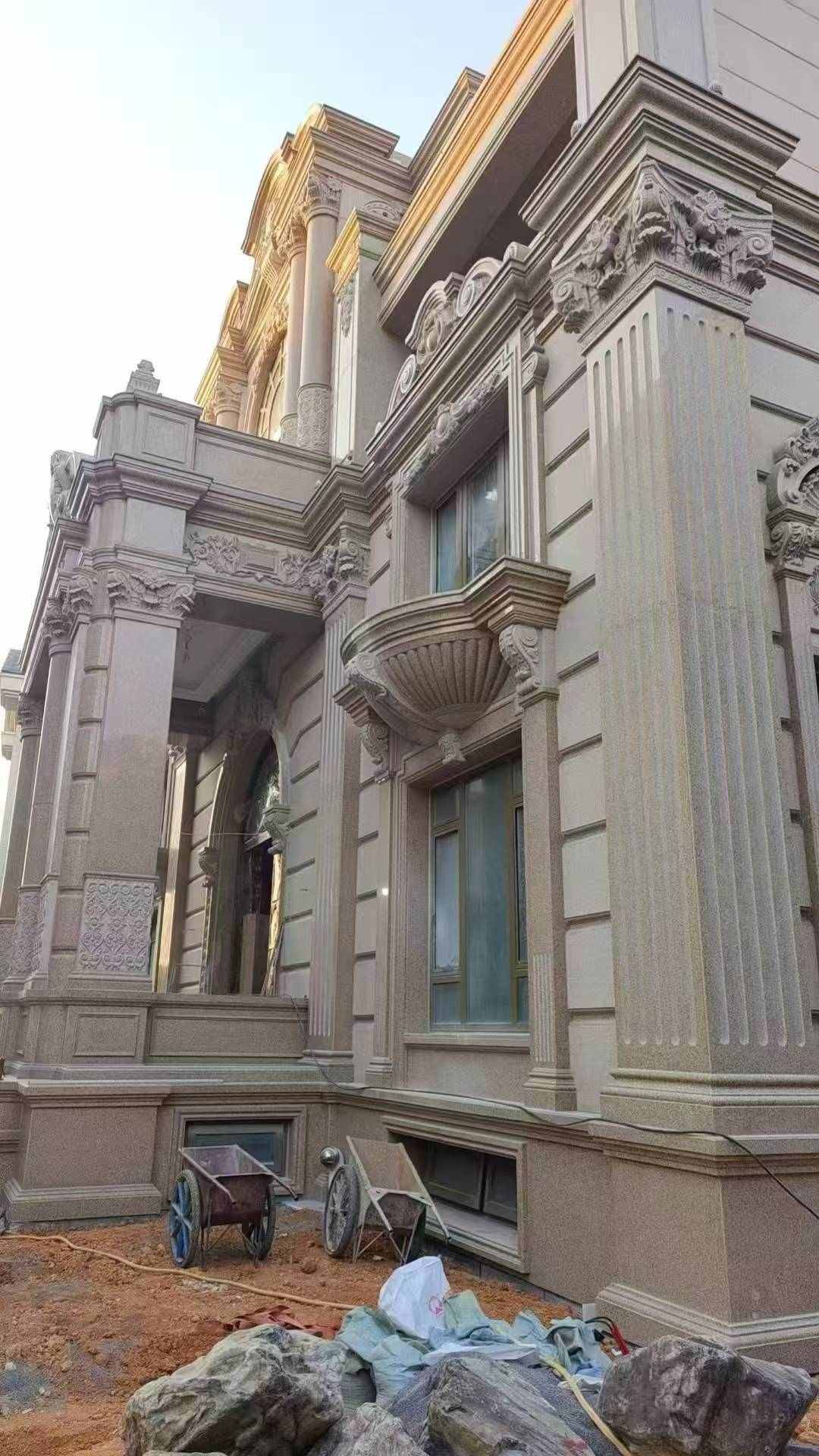 许昌 黄金麻花岗岩光面别墅外墙干挂施工完成