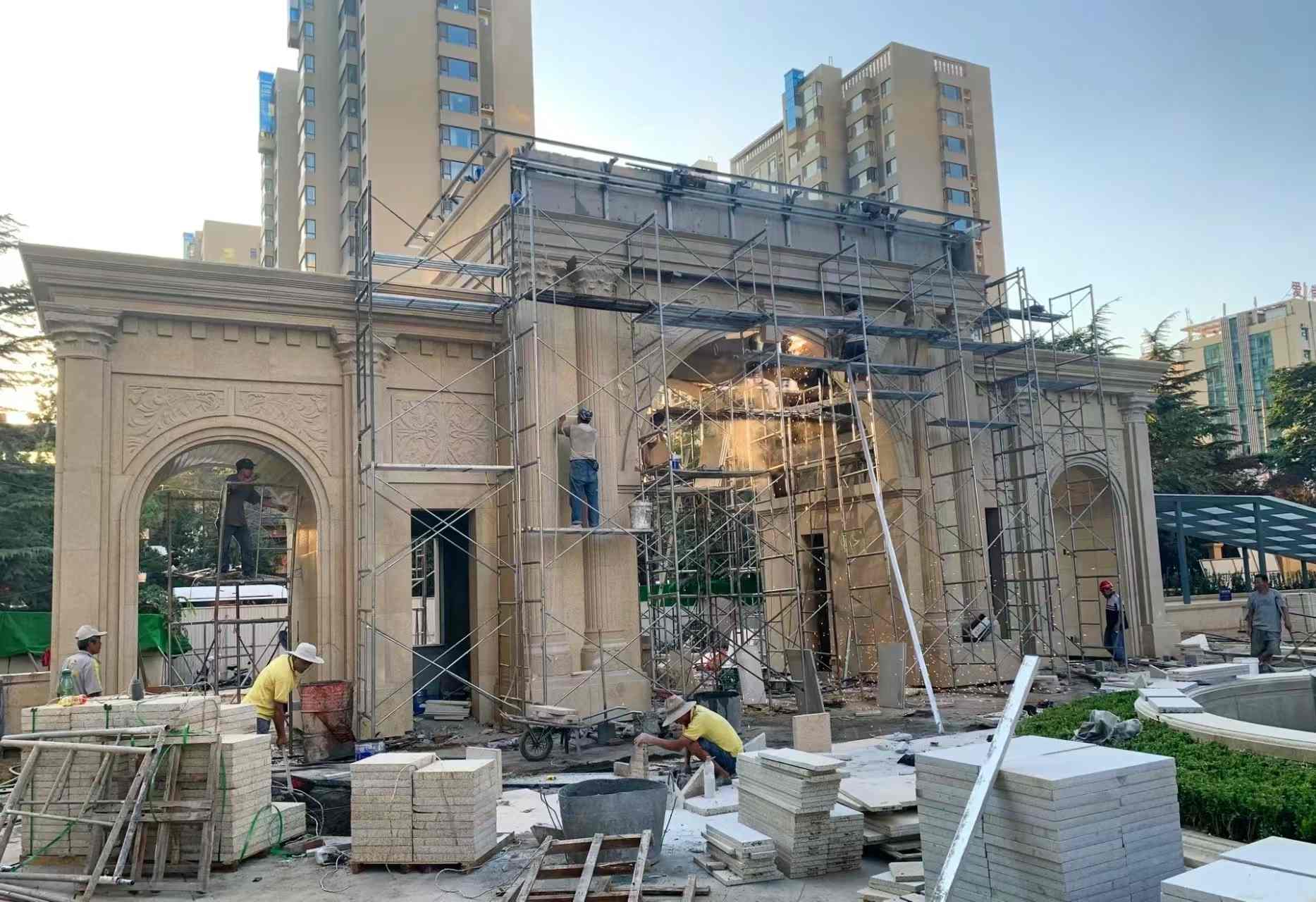 许昌 黄金麻荔枝面花岗岩小区门楼外墙干挂